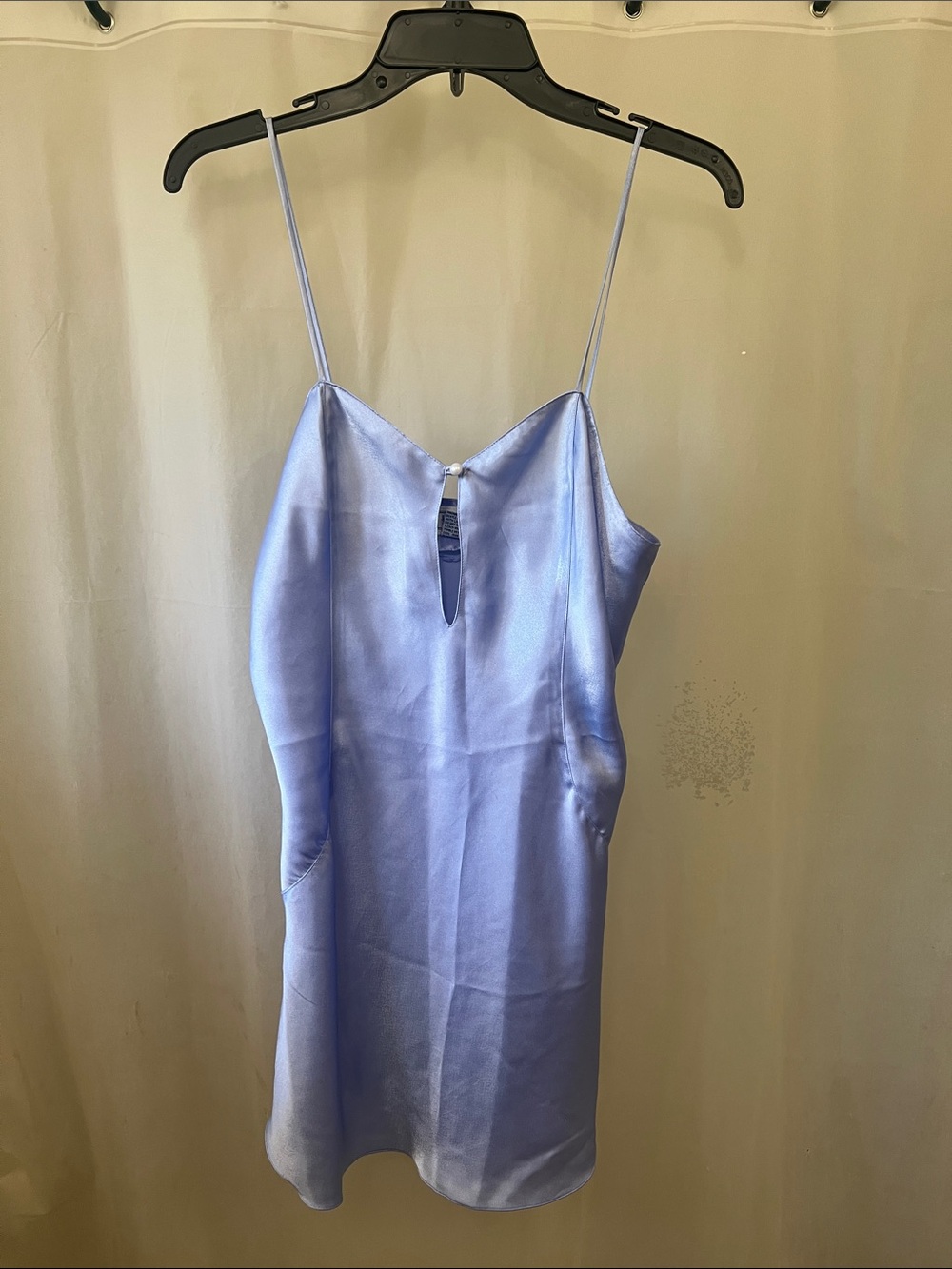 Periwinkle Satin Mini Slip Dress with Spaghetti Straps
